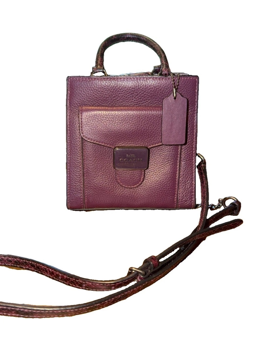 Coach Plum Pebbled Leather Crossbody Satchel